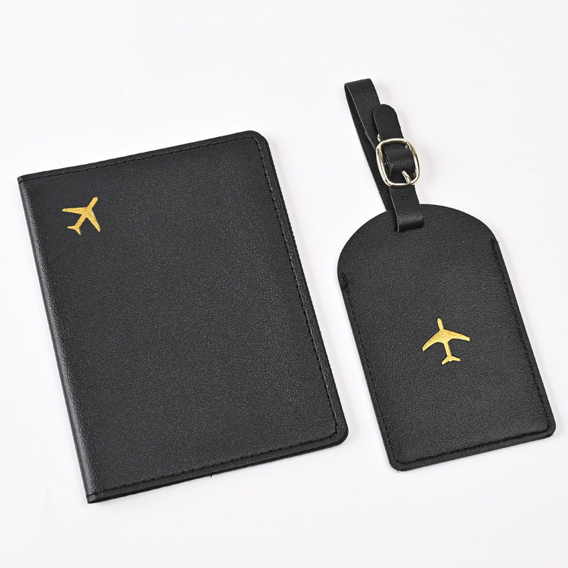 Leather Embossed Passport Holder Luggage Tag Set