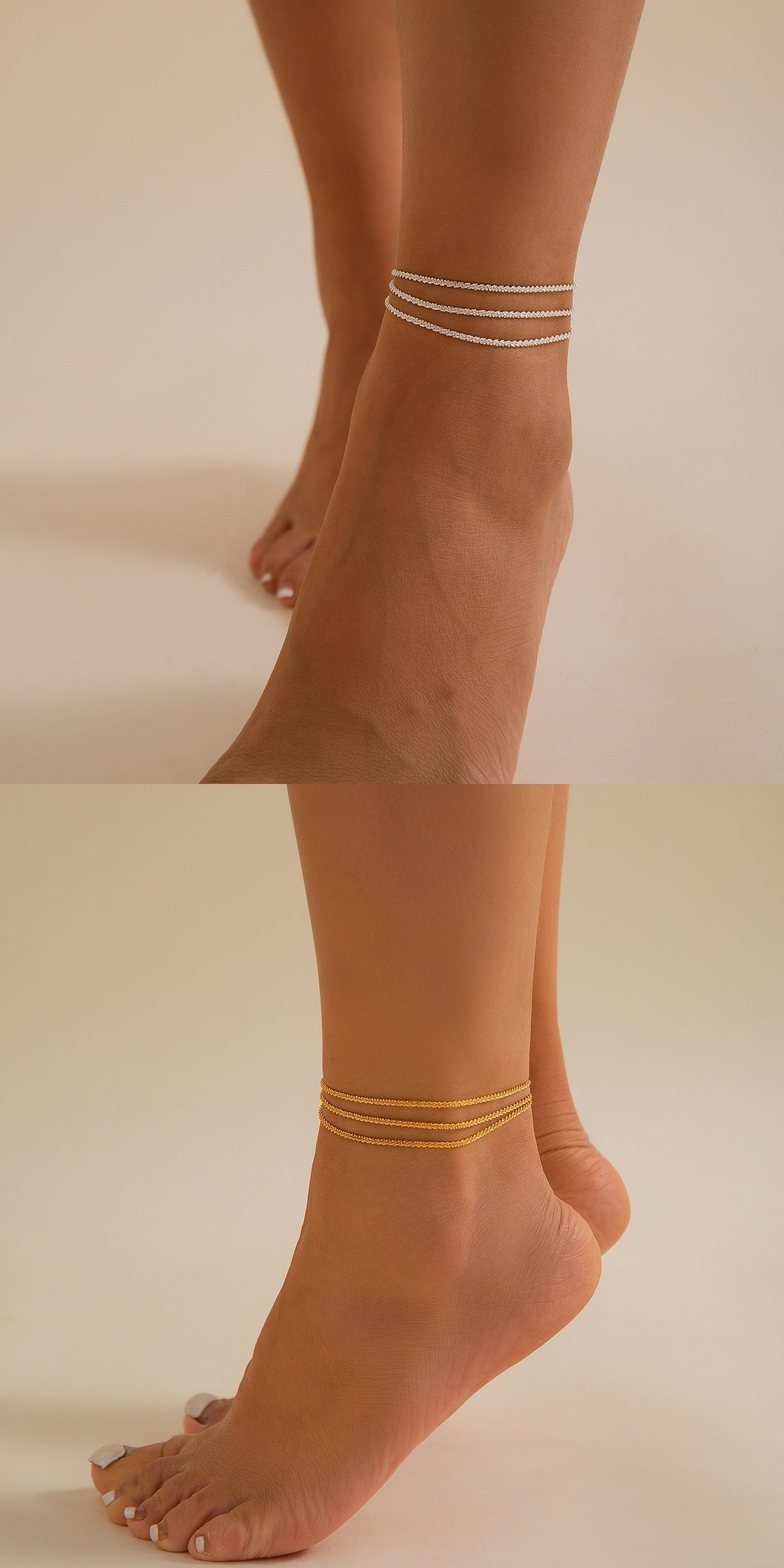 Sparkling Slim Metallic Chain Anklet
