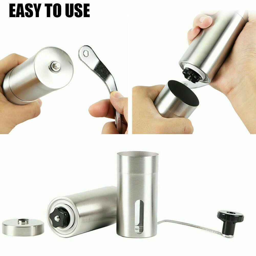 Compact Stainless Steel  Manual Coffee Grinder with Ceramic Burr Bean Mill