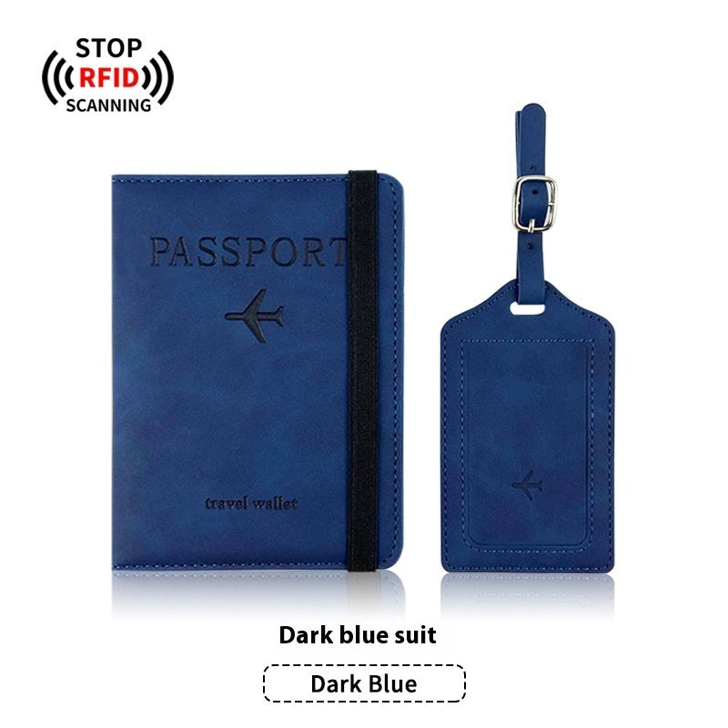 Leather Passport RFID Cover & Luggage Tag Set
