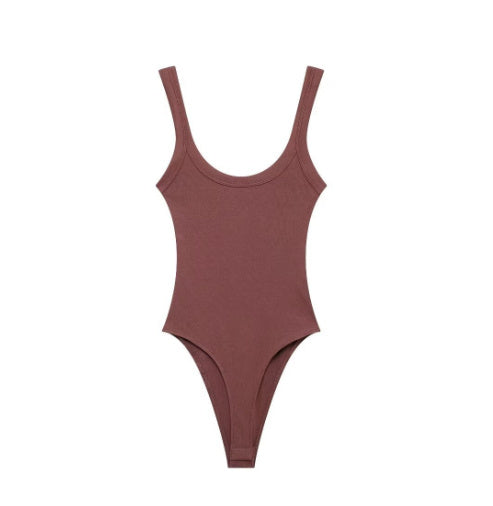 Women's Fashion Simple Slim Ribbed Jumpsuit