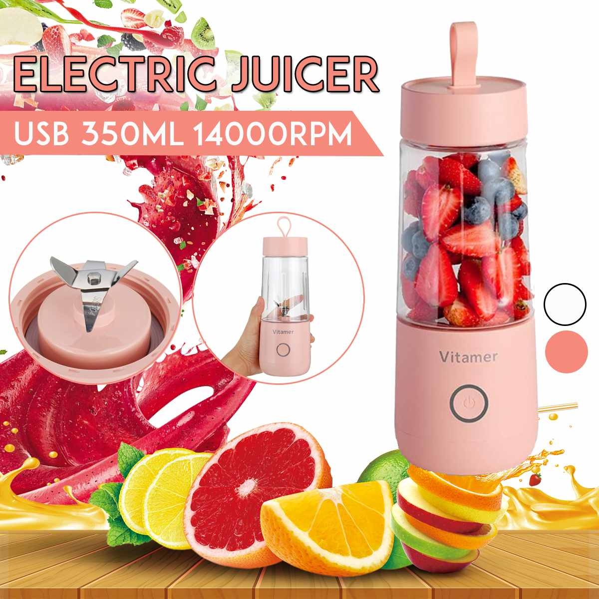 Portable Blender Juicer Electric USB Rechargeable Mixer Smoothie Slushy Cup Juice Blender Bottle 350ml