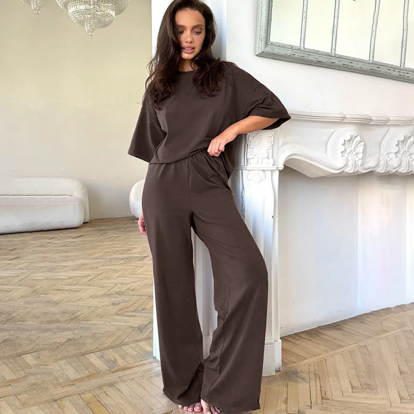 Women's Knitted Half Sleeve Shirt Trousers Pajamas