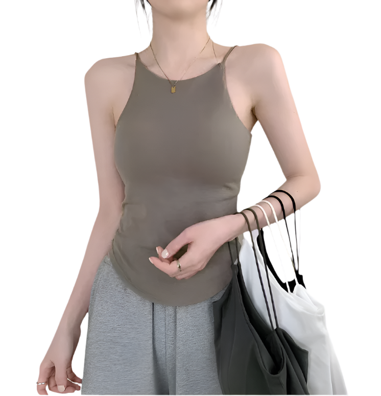 Women's French Chic Fitted Camisole with Chest Pad Liners
