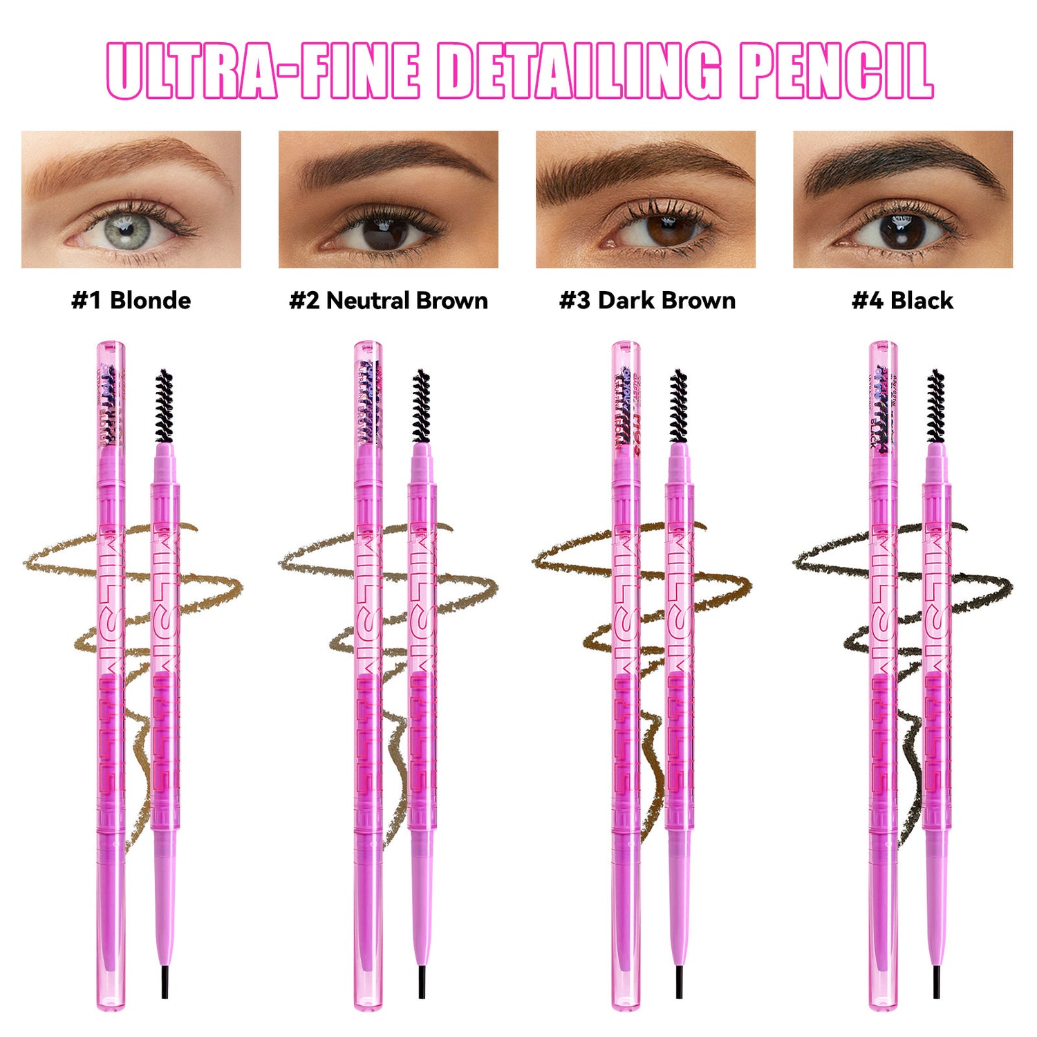 4-color Double-headed Eyebrow Pencil Waterproof And Sweat-proof Long-lasting