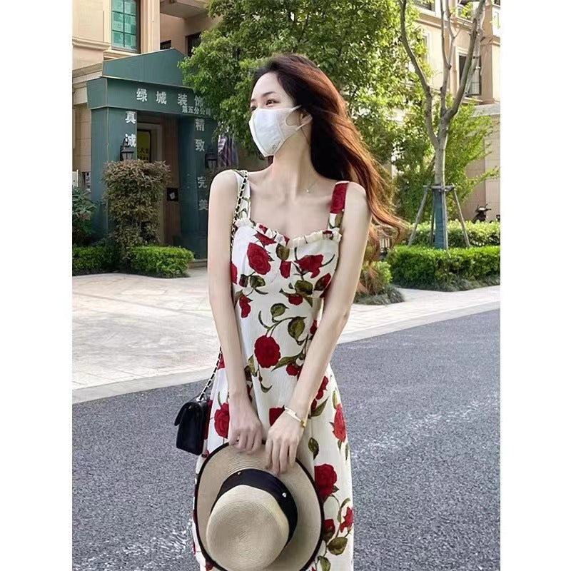 Ladies Suspender Dress Tea Break Rose