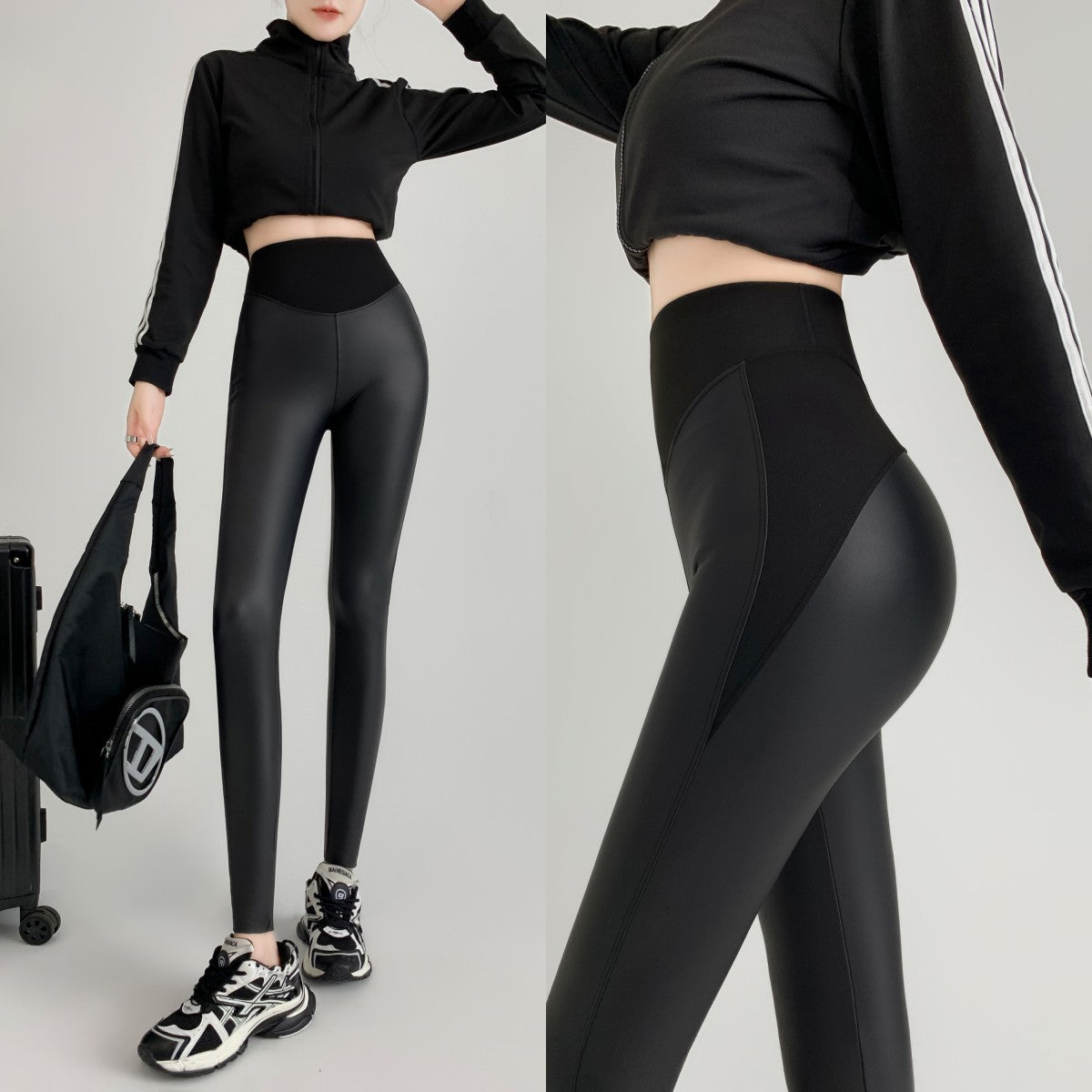 Stretch Tight Leather Pants Pu Matte Thin Velvet Weight Loss Pants Leggings