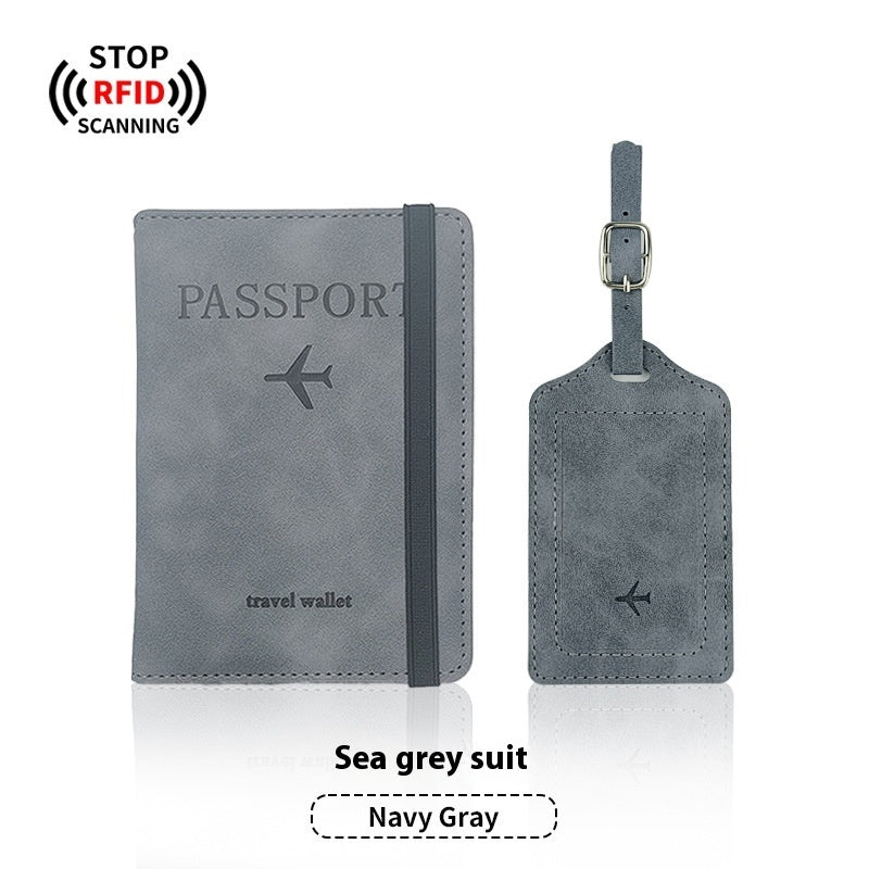 Leather Passport RFID Cover & Luggage Tag Set