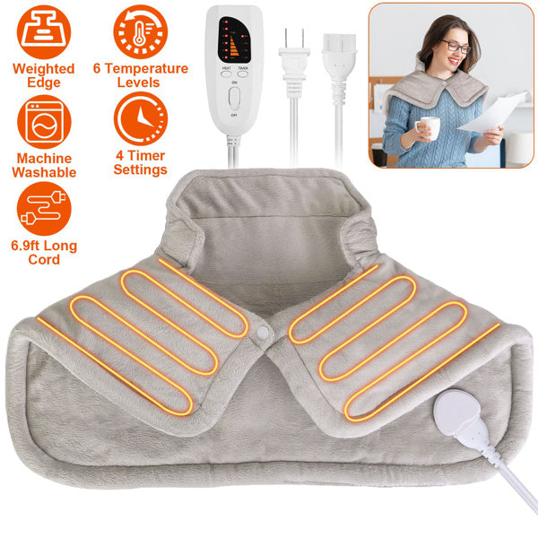 Hot Therapy Weighted Rapid Heating Neck Pad Neck Wrap for Pain Relief With 6 Temperature Settings 4 Timer Modes Machine Washable