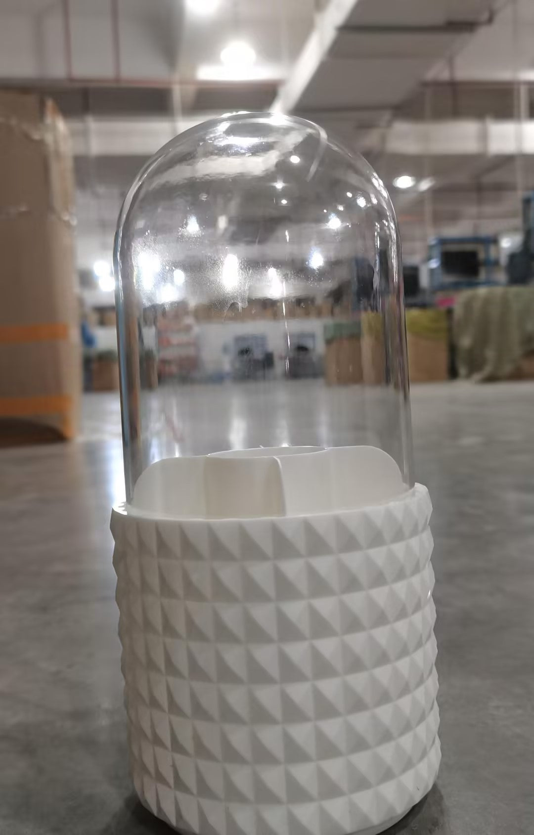 360 Degree Rotating Large Capacity Transparent Makeup Brush Storage Holder With Lid Desktop Cosmetic Storage Box