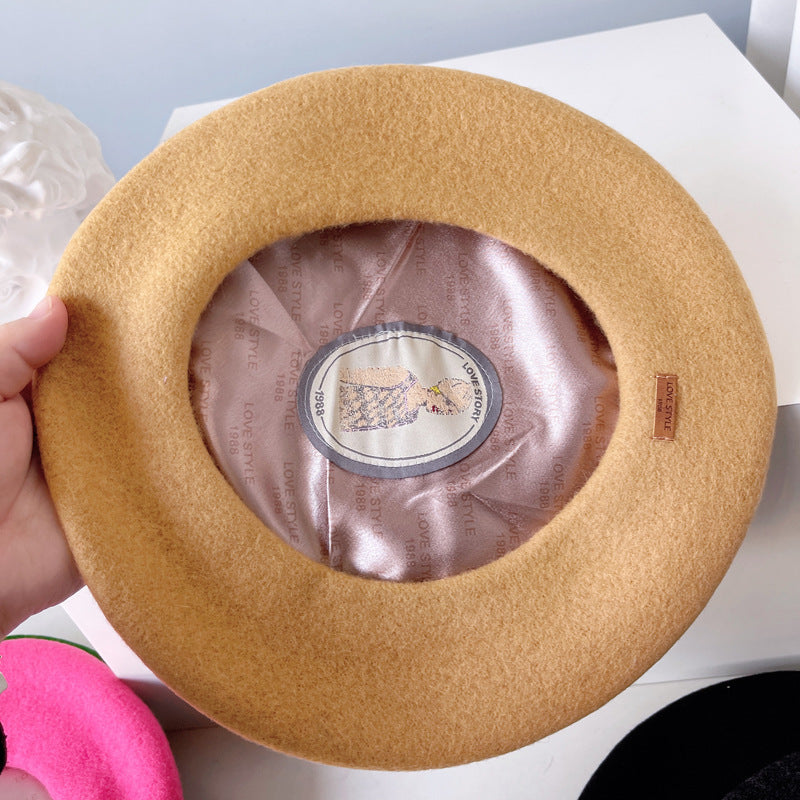 Autumn And Winter Models Of Pure Color Satin Inner Ribe Hat Women