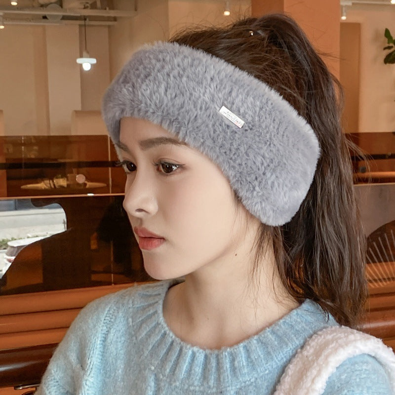 Headband Earmuffs Hat Winter Warm Plush Air Top Knitted Hat