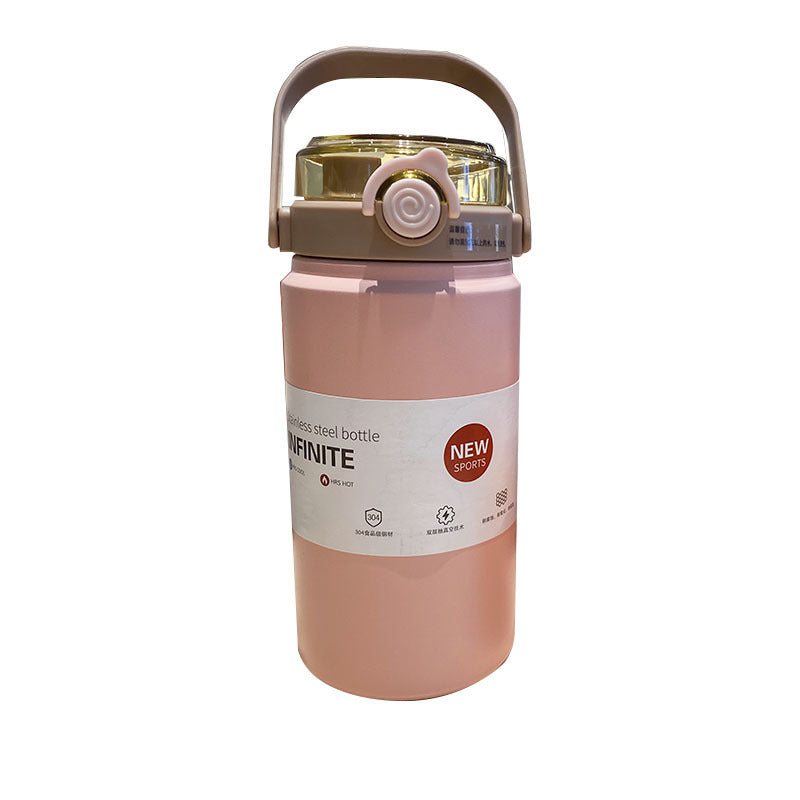 New Thermal Pot Water Cup Large Capacity Straw Direct Drink Outdoor Travel Stainless Steel Kettle