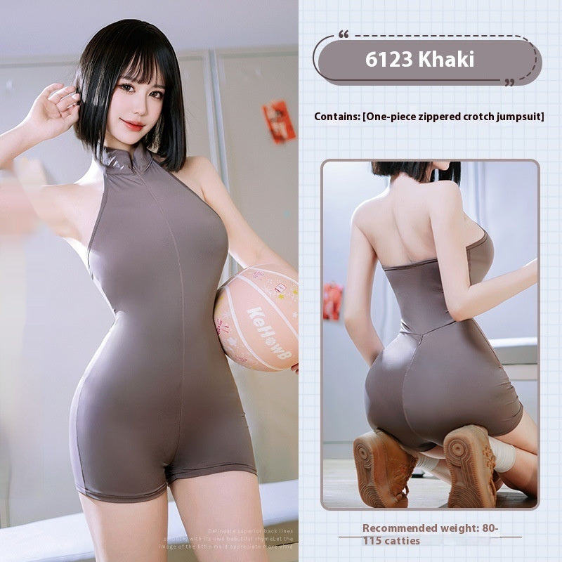 Zipper Crotch Sports Jumpsuit