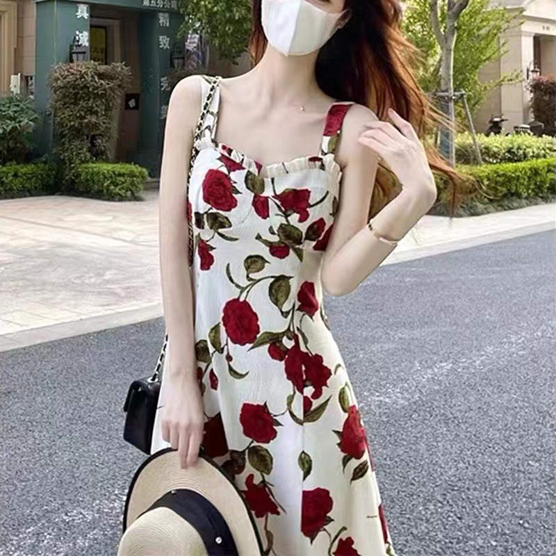 Ladies Suspender Dress Tea Break Rose