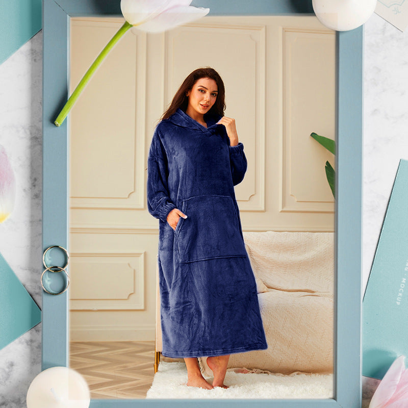 Hooded Pullover Robe with Front Pouch