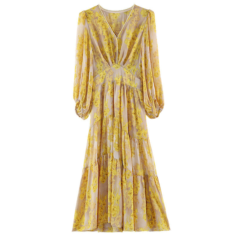 Women's Mid-length Dress Temperament Waist-controlled