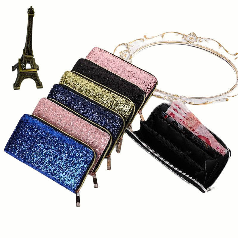 Glitter Multi Compartment Zipper Wallet