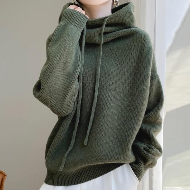 Women's Thick Knit Sweater Hoodie