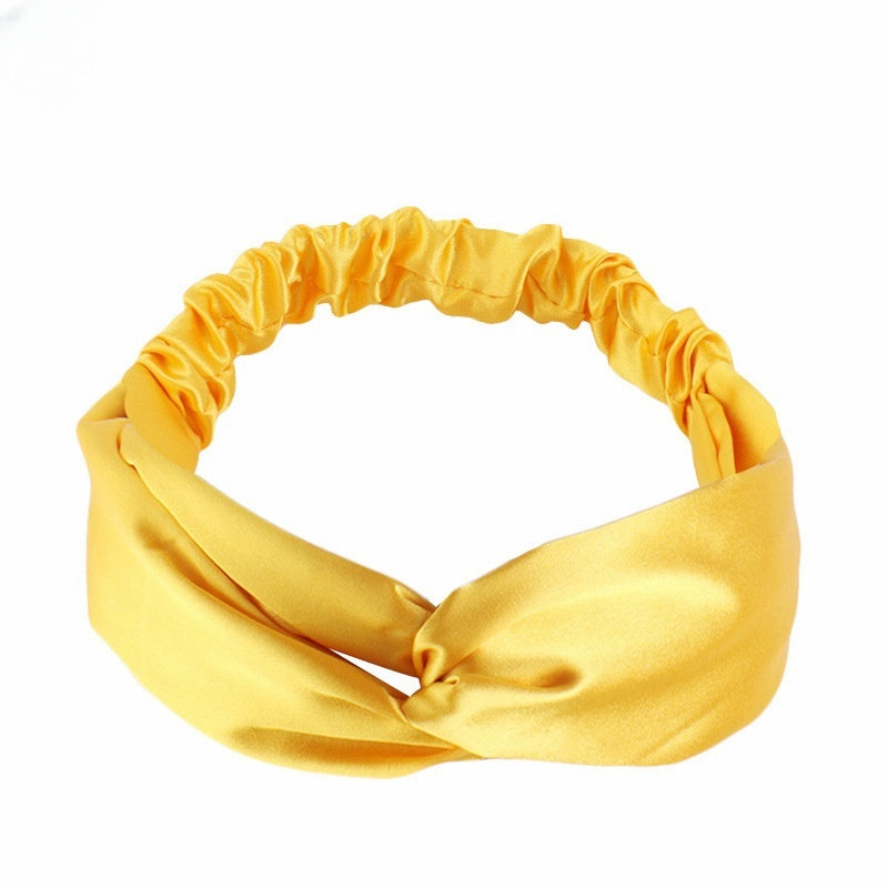 Artificial Silk Cross Headband Hair Band Hair Care Cover Elastic Satin Headband