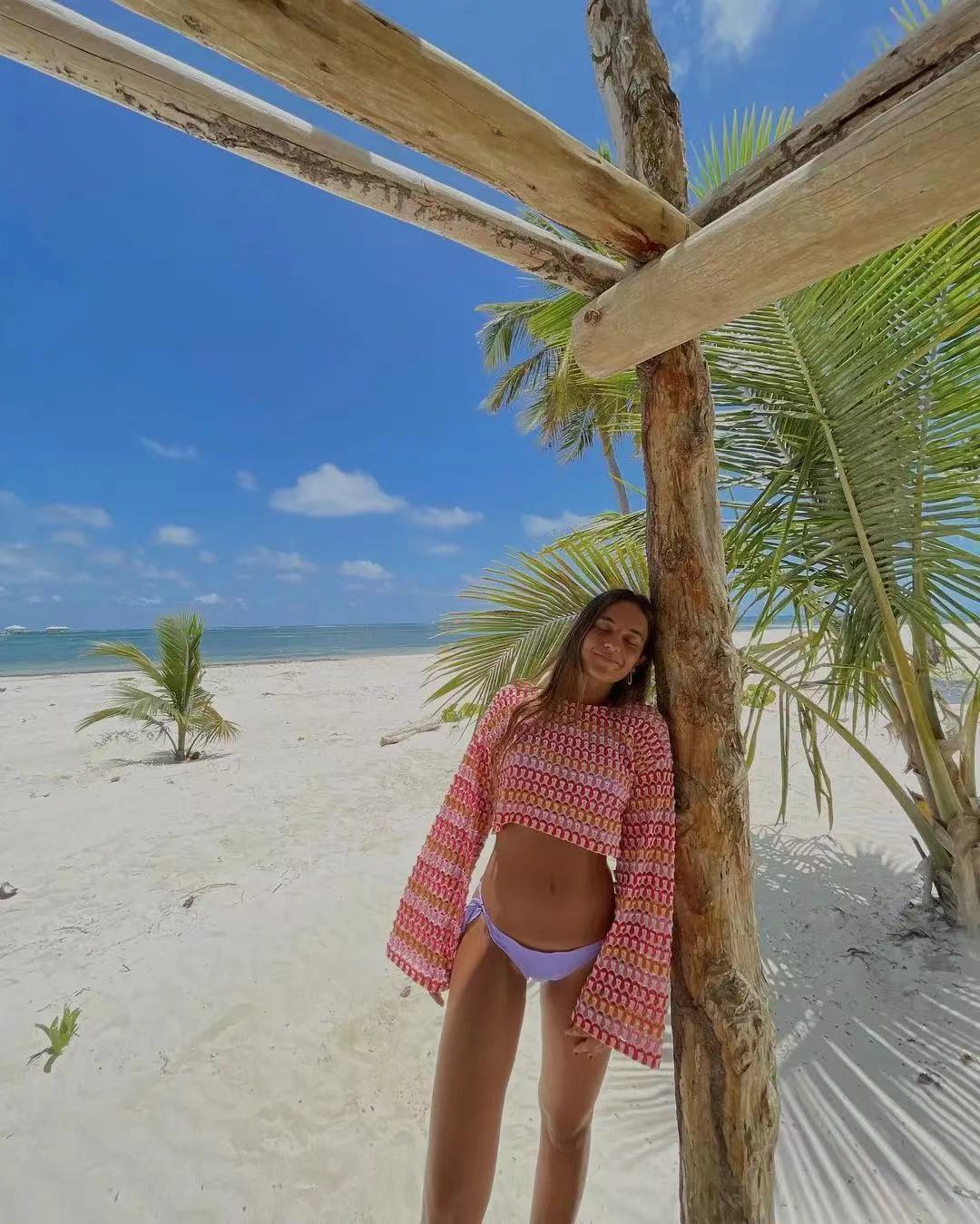 Lace Midriff Outfit Bell Sleeve Top Hip Skirt Suit HY120