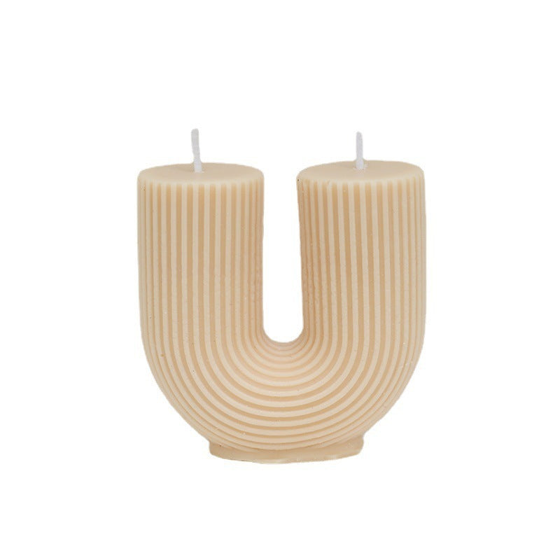 Ins Posing Props Modern Style Striped Geometric U-shaped Aromatherapy Candle