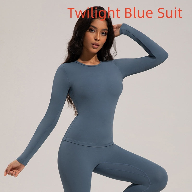 Fall Winter Fashion Brushed Slim Fit Commuter Yoga Clothes Two-piece Set