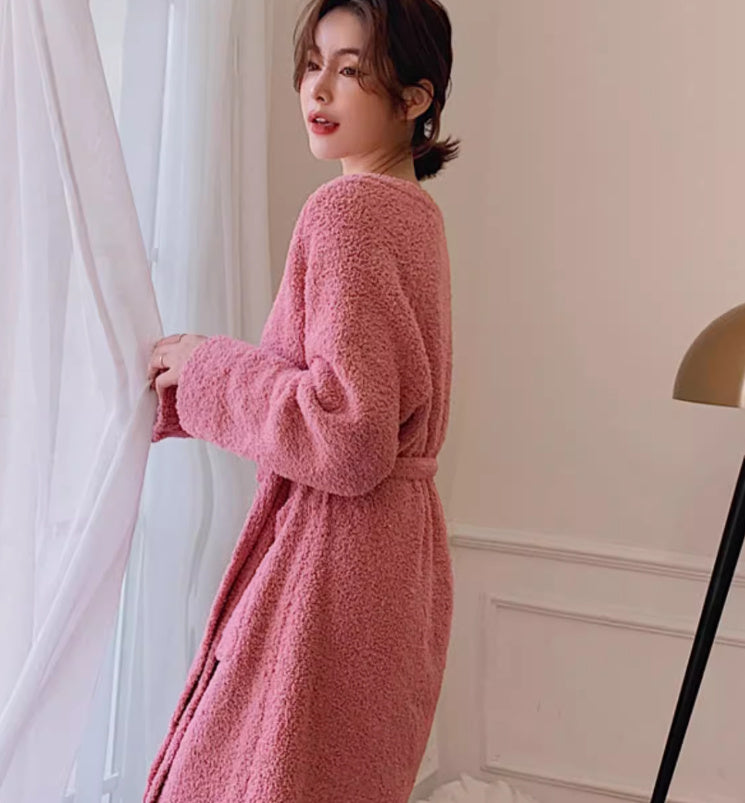 Fuzzy Pink Chenille Robe
