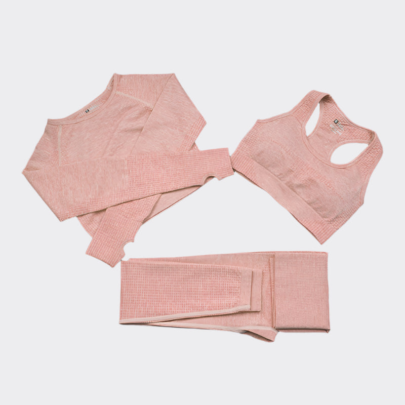 3pc Women's Yoga Wear Sports Set Fitness Tank Long Sleeve Quick Dry Sportswear Yoga Pants Leggings