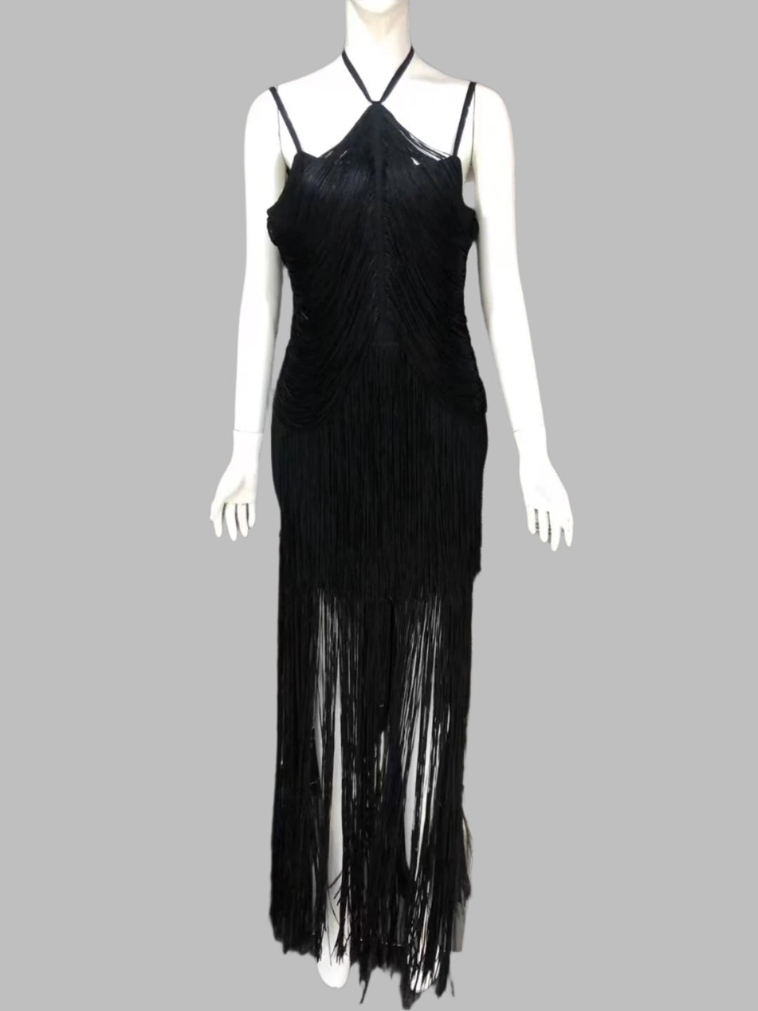 Green Halter Spaghetti Straps Tassel Dinner Ball Dress