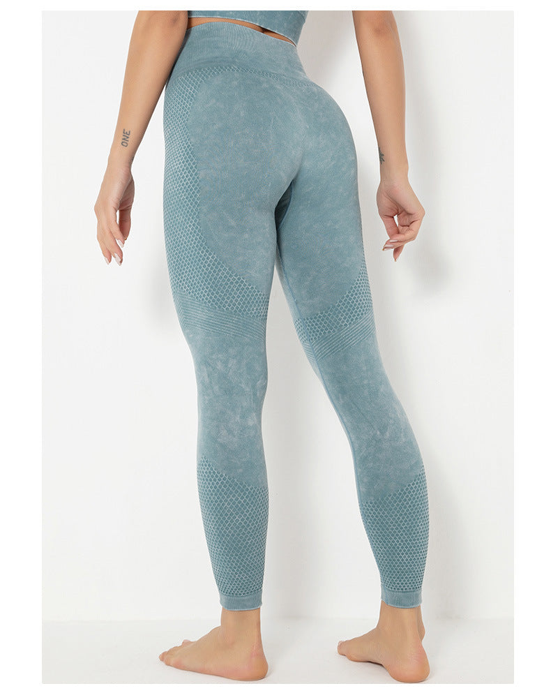 2-Pc Mineral Wash Tank Top and Leggings Yoga Set