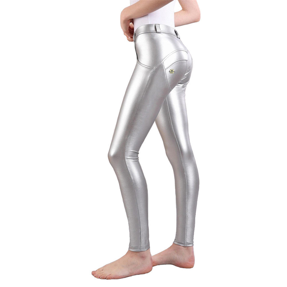 Silver Faux Leather Pants