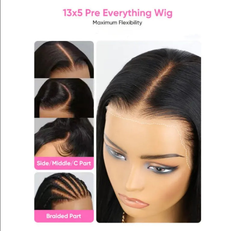 Pre-glue Free 13x5 Body Wavy Lace Front Wig With Bangs Hd Pre-cut Lace Human Hair Wig