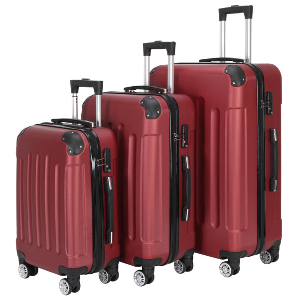 Burgundy Wine Hard Case Suitcase Luggage Set, 20in 24in 28in
