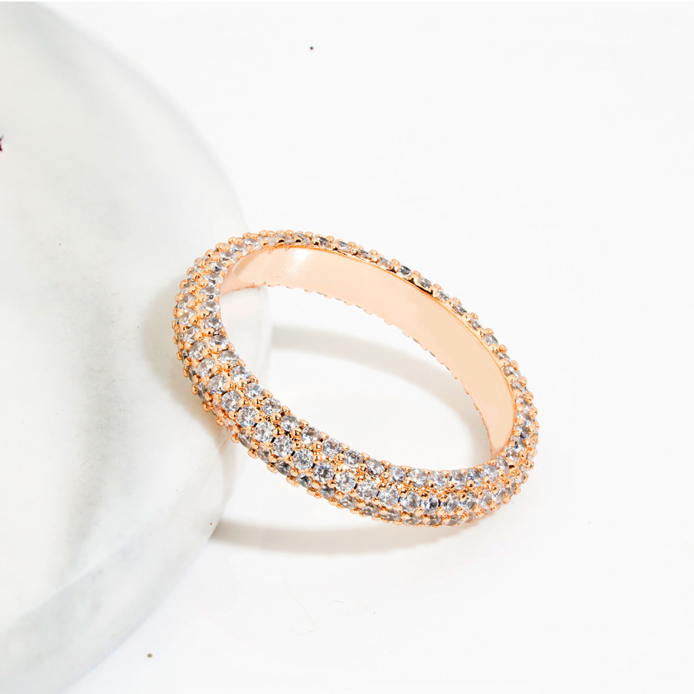 Ins Style Silver Jewelry Full Diamond Single Row Ring