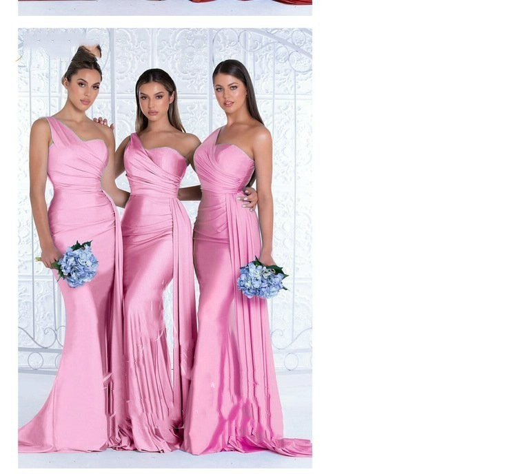 Plus Size Mermaid One Shoulder Elegant Bridesmaid Dress