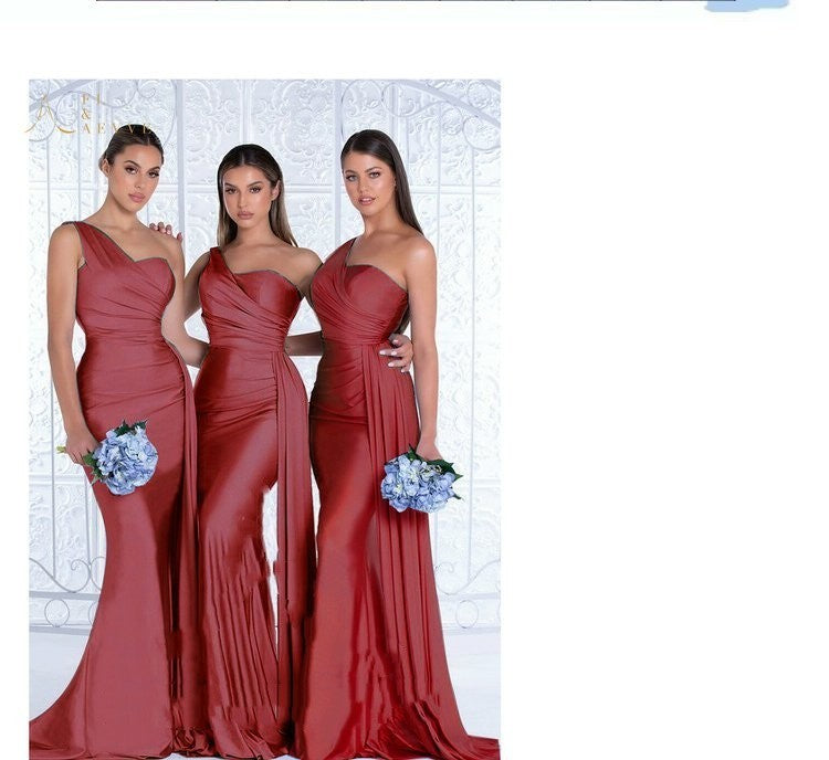 Plus Size Mermaid One Shoulder Elegant Bridesmaid Dress