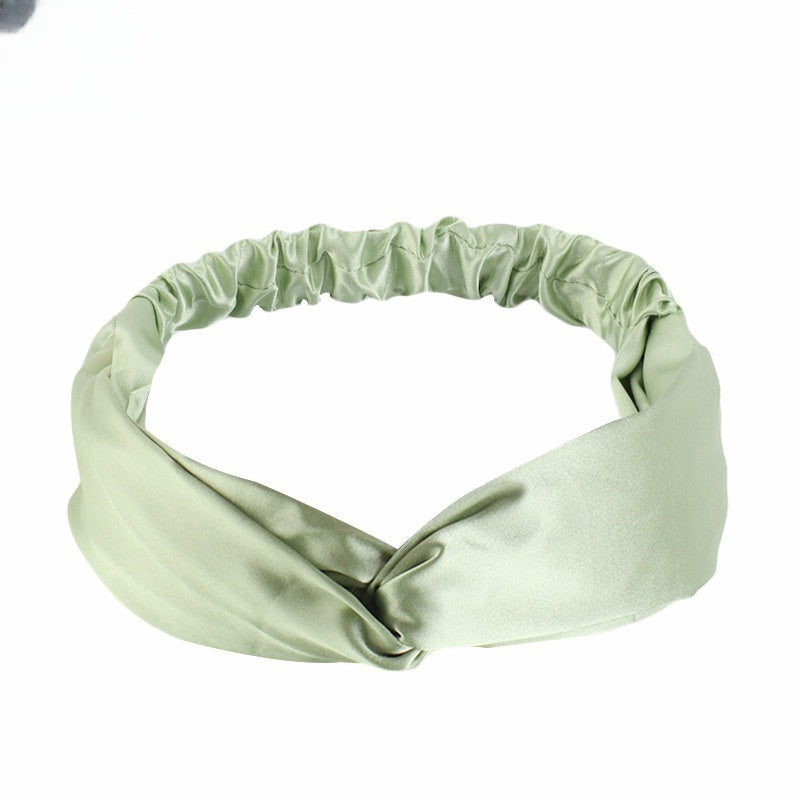 Artificial Silk Cross Headband Hair Band Hair Care Cover Elastic Satin Headband