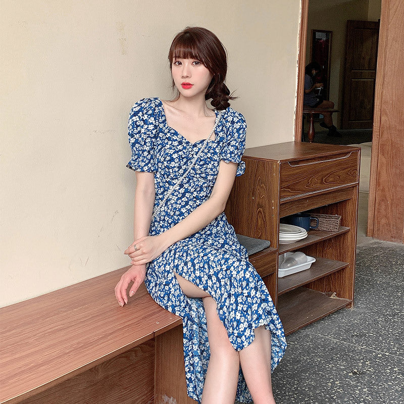 Blue Flower First Love Dress Tea Break Summer Dress