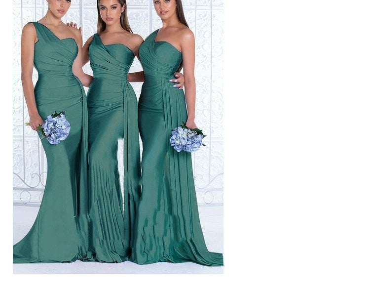 Plus Size Mermaid One Shoulder Elegant Bridesmaid Dress