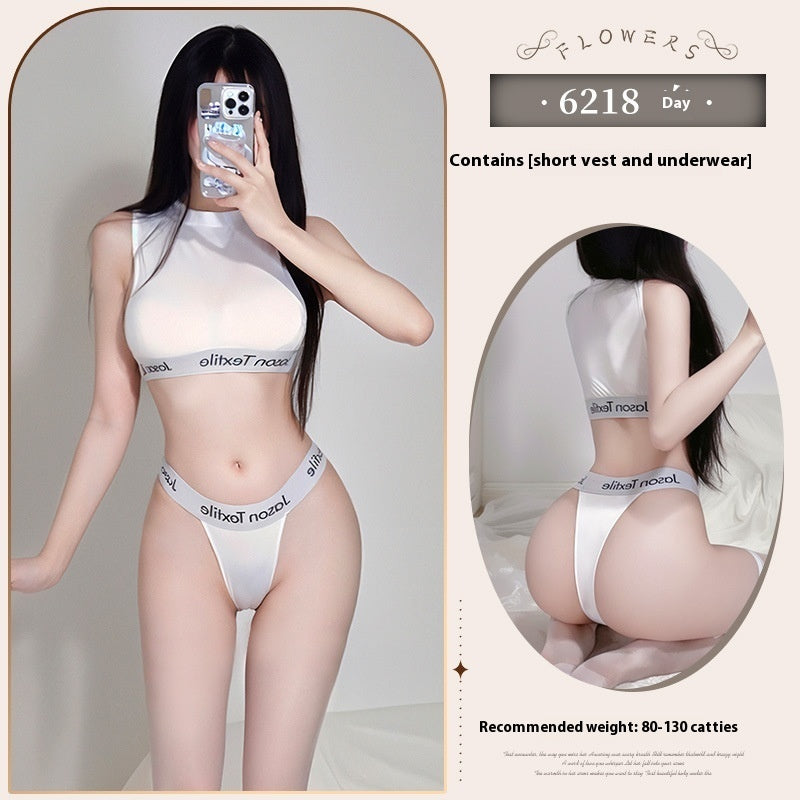 Hip-exposed Sukumizu Ice Silk Girl Sports Suit