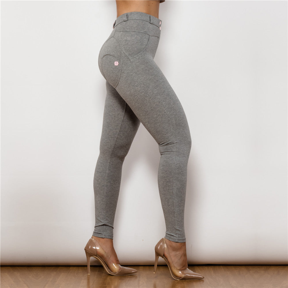 Shascullfites Melody Cotton Bum Lifting Leggings Booty Shaping Gray Push Up Pants Women