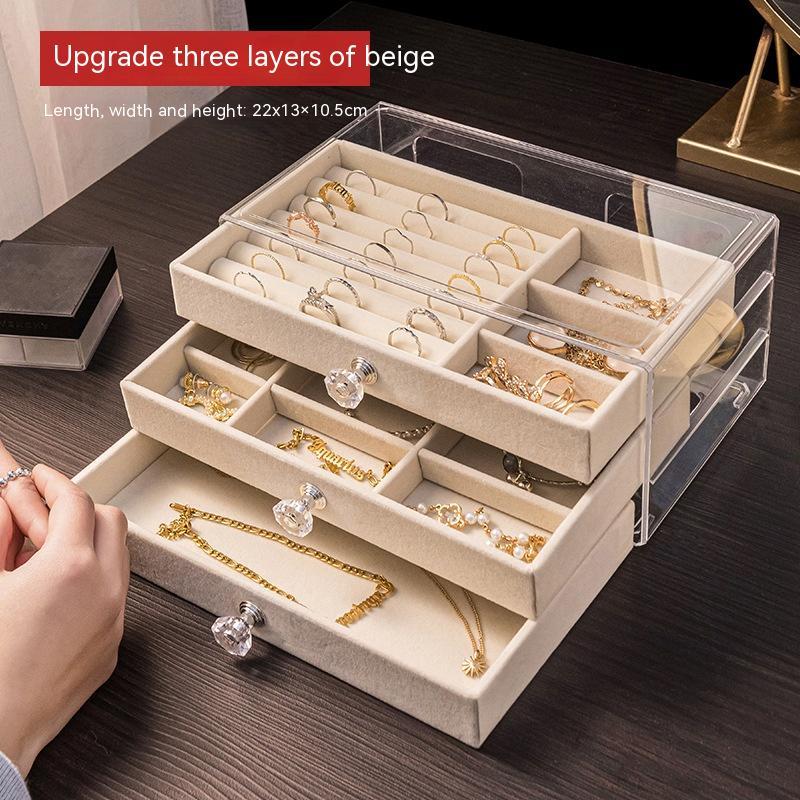 Jewelry Flannel Acrylic Storage Box Anti-oxidation