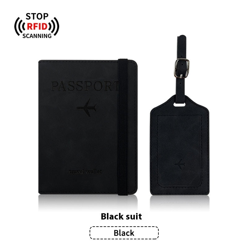 Leather Passport RFID Cover & Luggage Tag Set