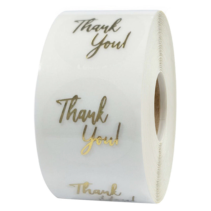 Transparent Gold Script Thank You Sticker