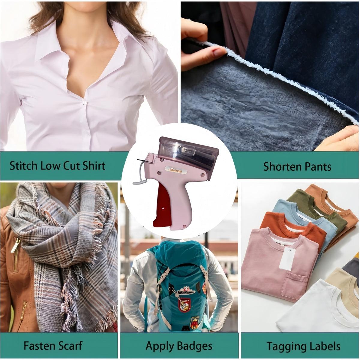 Quick Clothing Fixer, 1 Count Handheld Tag Attacher Gun With 5 Counts Needles & 1000pcs Barbs Fasteners, Sewing Craft Kit For Retail Hang Price Fabric