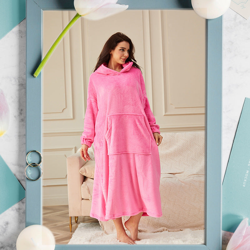 Hooded Pullover Robe with Front Pouch