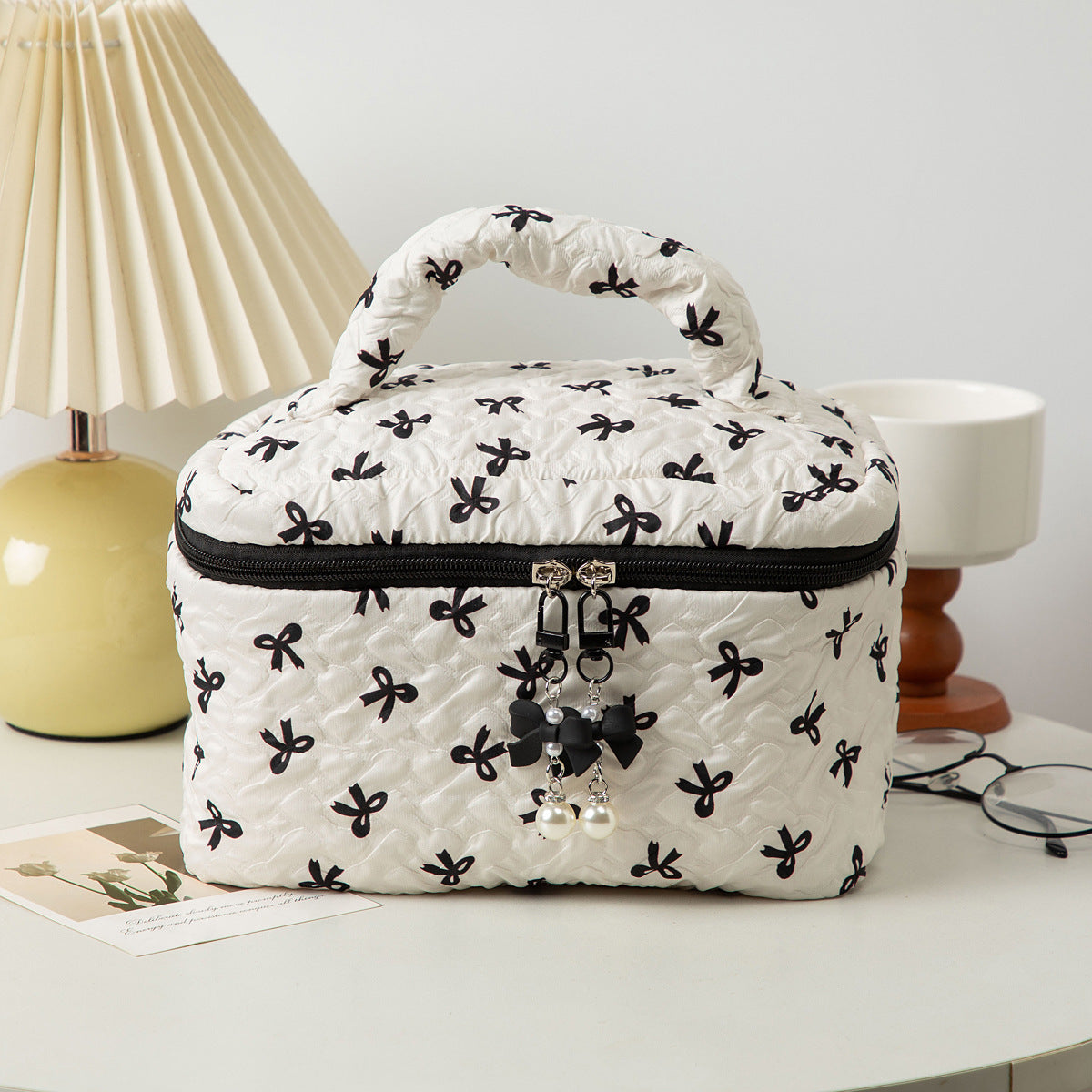 Bow Cosmetic Bag Large Capacity Hand Holding Clutch Wash