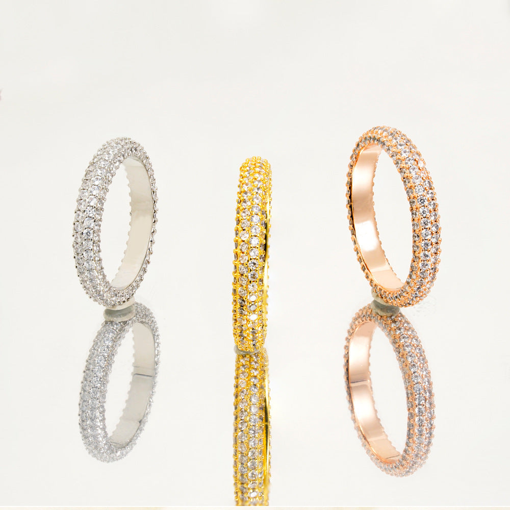Ins Style Silver Jewelry Full Diamond Single Row Ring