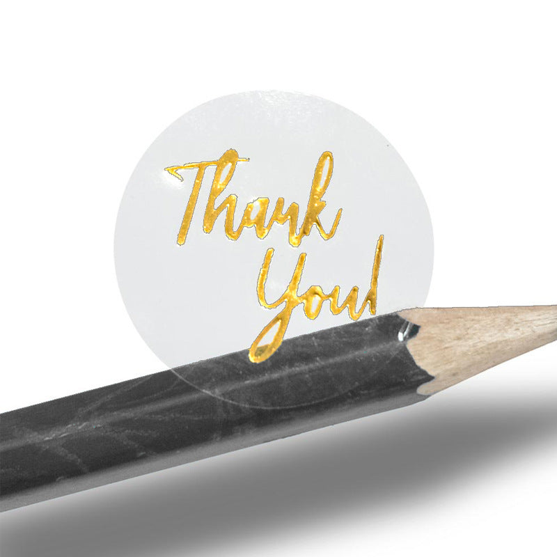 Transparent Gold Script Thank You Sticker